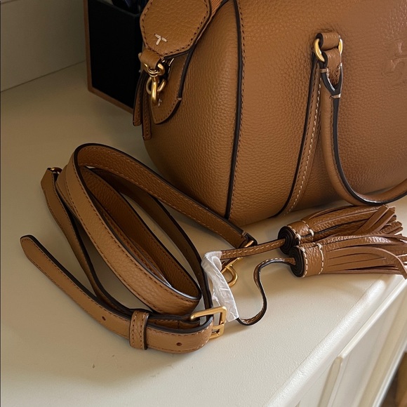 Tory Burch Thea Brown Leather Satchel - Picture 5 of 8